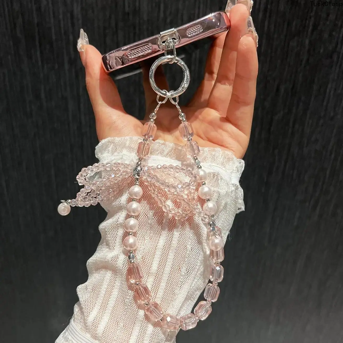 Beaded Phone Wrist Strap for Women, Cute Bow Phone Charm with Detachable Lanyard, Anti Drop Cell Phone Wristlet, Aesthetic Coquette Phone Accessories for iPhone, Android, Daily Carry, Travel and Gifts tiktokshopbacktoschool