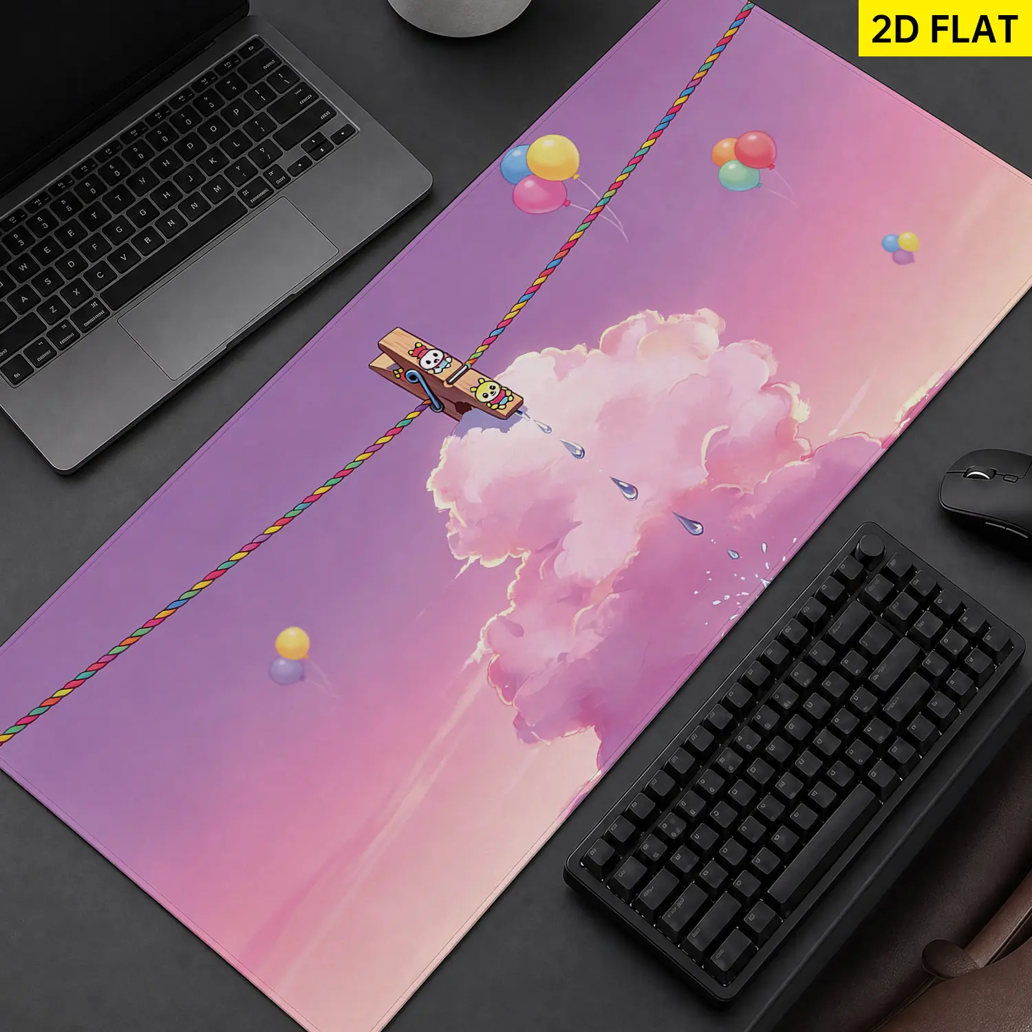 Extra Large pastel sky balloon cloud art Mouse Pad,Non Slip Rubber Pad,Desktop Decoration Drotection Pad,Washable,Lock Edge Multi Size,Premium Multipurpose Mousepad For Home,Office,Gift for Family and Friends