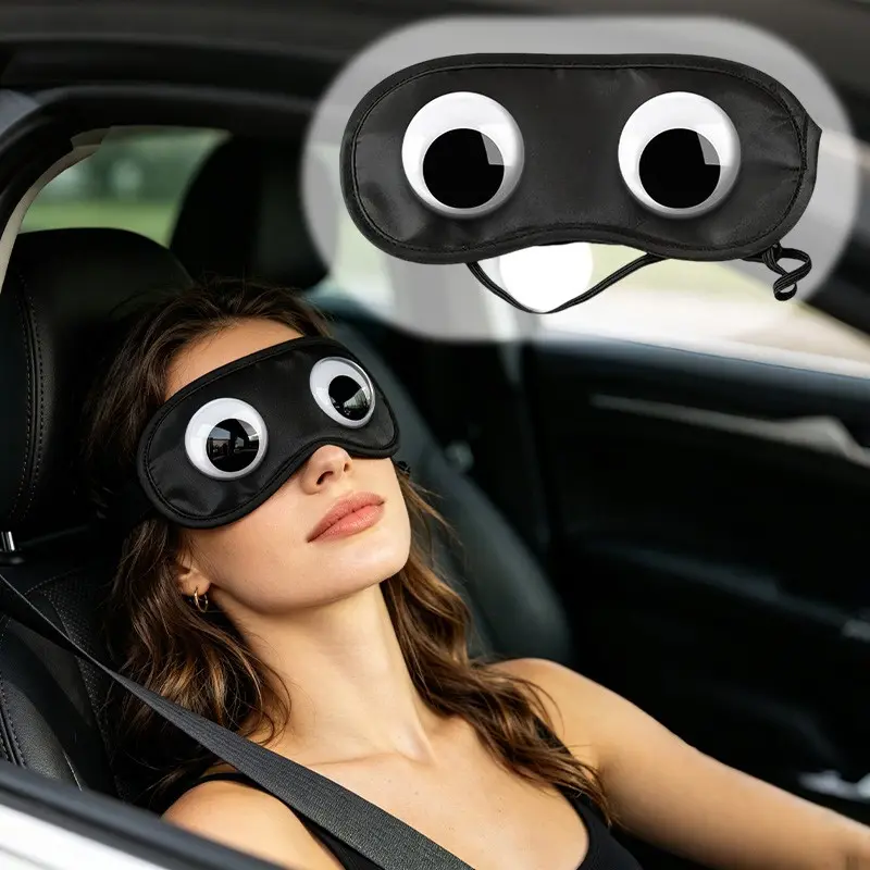 Wiggle Googly Eyes Sleep Eye Mask, Moving Big Eyes Shading Blindfold, Soft Comfortable Eye Cover for Travel, Parties, Cosplay and Fun Games
