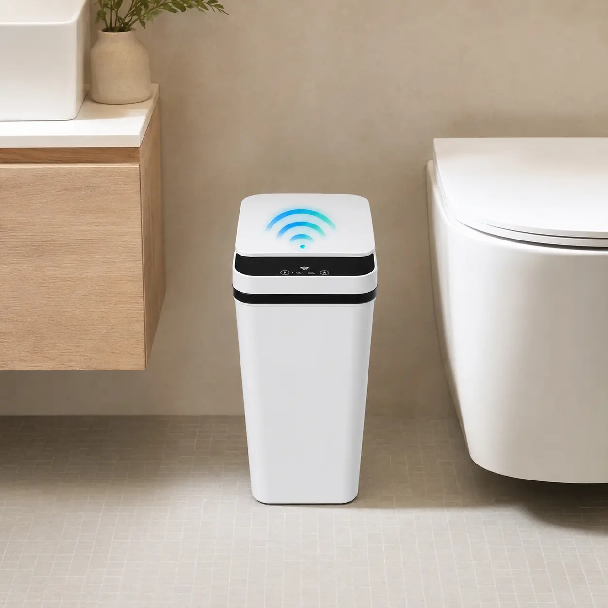 2.4 Gal Touchless Trash Can with Lid, Smart Motion Sensor Garbage Bin for Indoor Recreation - Bathroom, Kitchen Spaces