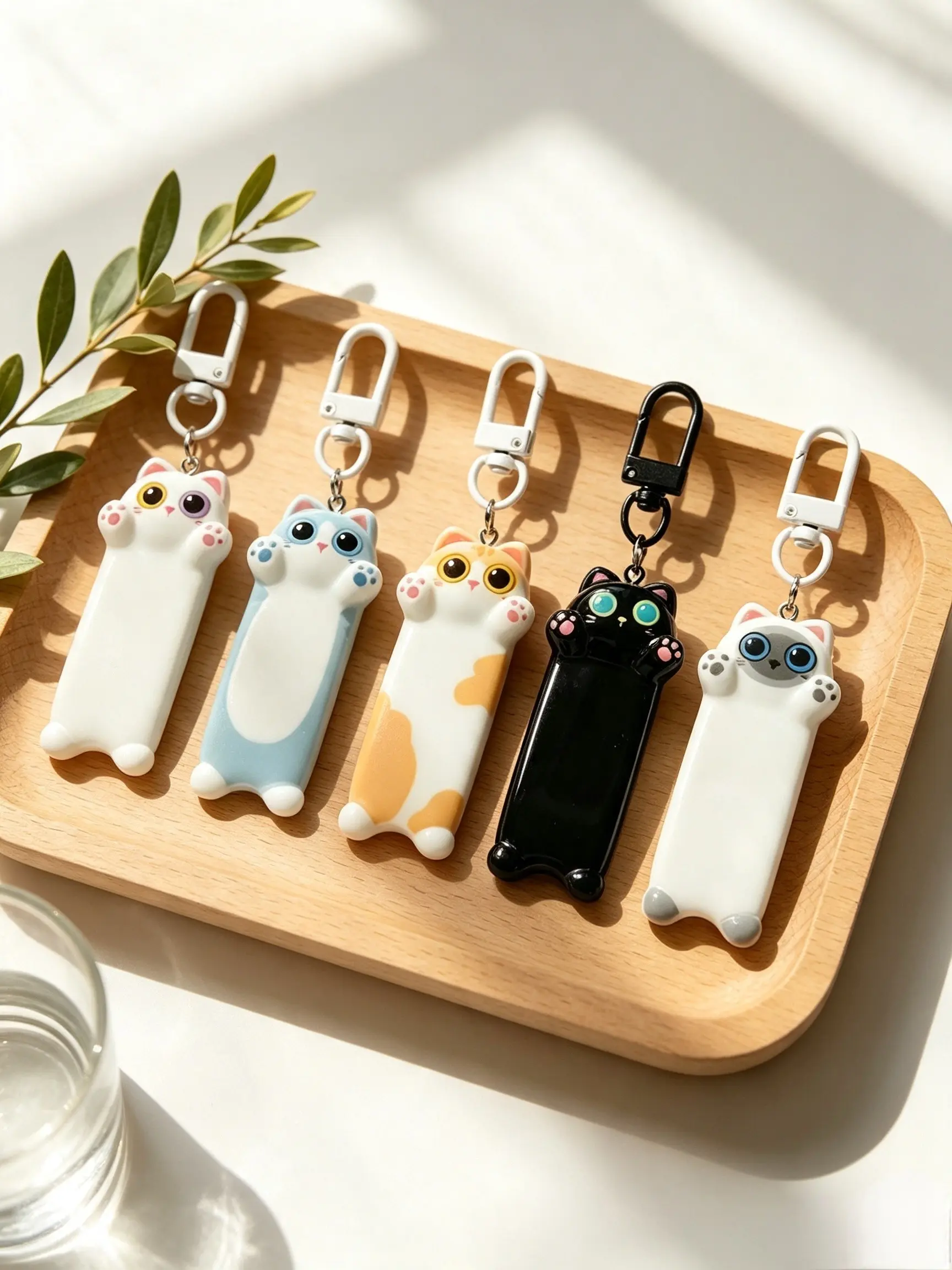 5pcs Cat Keychain, Cute Cats Charms, Kawaii Cat Key Chains, Kitty Keyring, Car Keys Purse Handbags, Girls Women Accessories