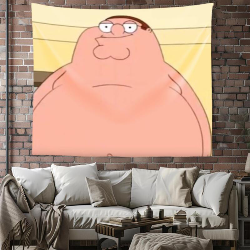 Tapestry  1pc Peter Griffin Cartoon Character Tapestry, Polyester Aesthetic Wall Hanging, Suitable for School Dormitory, Living Room, Bedroom, Party Background Decoration, Home Aesthetic Decoration Tapestry, Indoor and Outdoor Background De