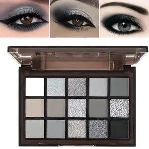 15-color Dark Eyeshadow Palette, Punk Eye Makeup, Fine Shimmer, High Gloss, Matte Contouring, One Box for Multiple Uses
