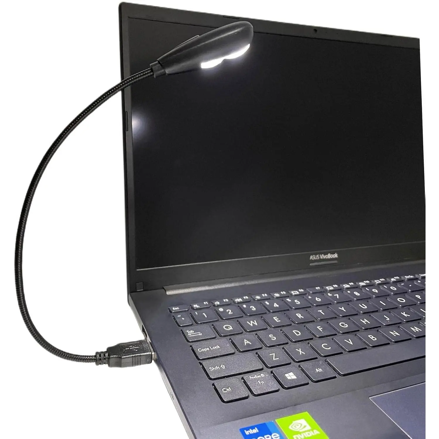 LED USB Reading Lamp Light with 2-Brightness Dimmable Setting, Flexible Gooseneck USB Light for Notebook Laptop Keyboard, Powerbank(/Off , 1 Black+1 Mini USB Light)