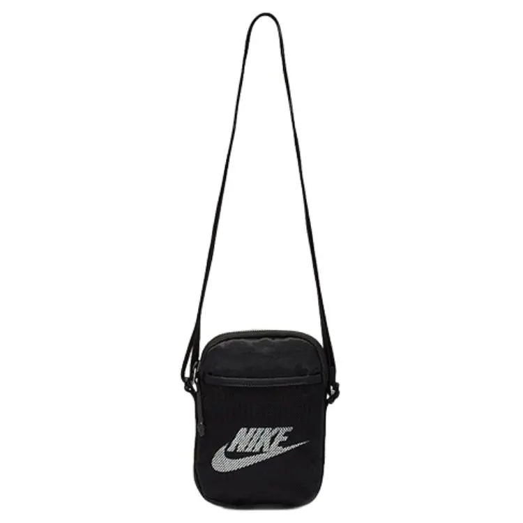 Nike Heritage Logo Zip Crossbody Bag – Unisex Small Polyester Shoulder Bag in Black