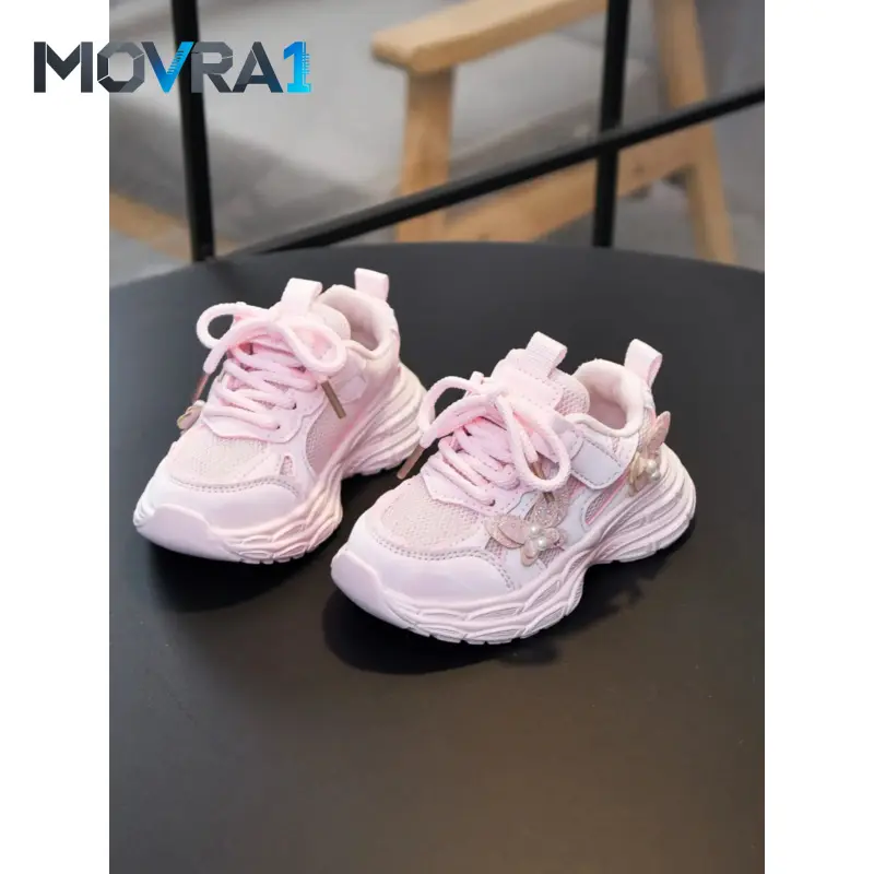 MOVRA1 Girls' Breathable Mesh Running Shoes, Comfortable Non-Toddler Sneakers, Lace up trainers, Nonslip Trainers, Low Ankle Trainers, Perfect & Fall Outdoor Activities