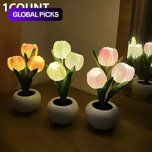 Tulip LED Night Light with Vase, Simulated Tulip Table Lamp for Home and Living Room Decor, Color-Changing Mood Light, Christmas Gift for Girlfriend #TOP PICKS