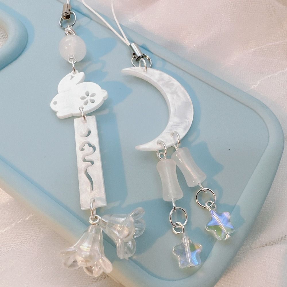 Acrylic Moon Star Phone Charms DIY Handmade Anti-Lost Cloud Phone Chains Chinese Style Ins Mid-Autumn Festival Mobile Strap