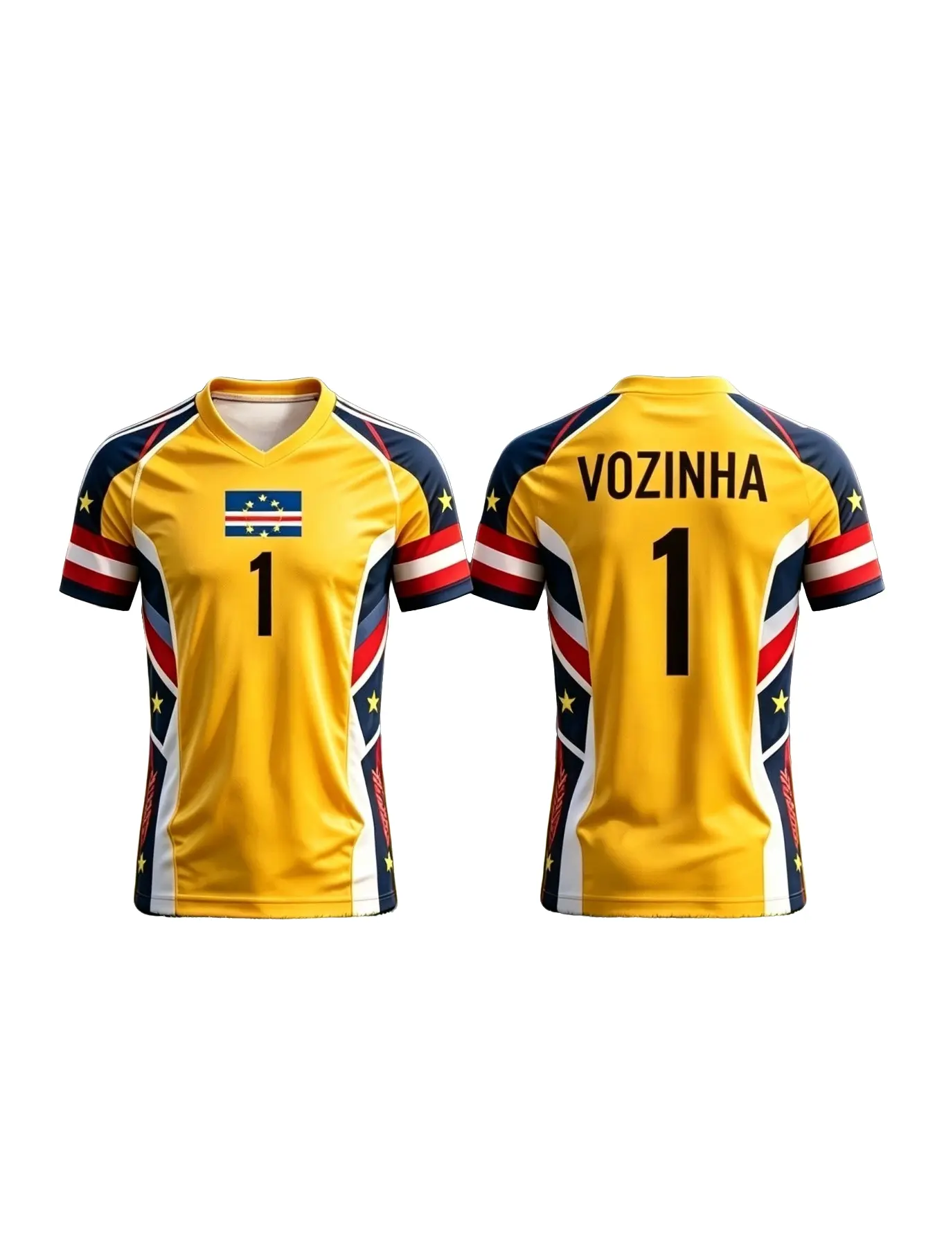 2026 Cape Verde Goalkeeper No.1 Soccer Jersey, Summer Men's Sports T-Shirt, Unisex Long Sleeve, Breathable and Moisture-Wicking, Casual Style