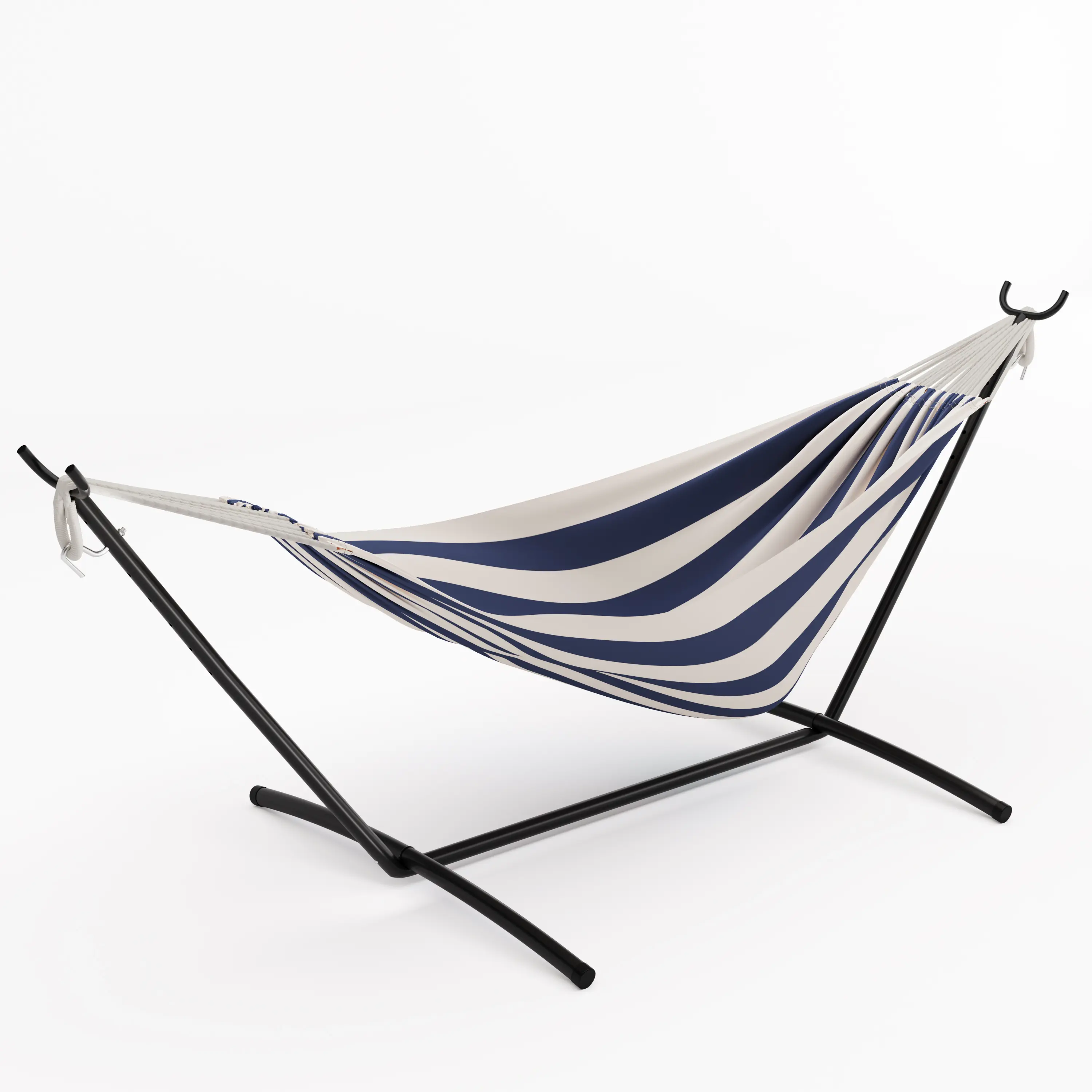 Double Hammock with Steel Stand Included, 450 lbs Capacity Portable Space Saving Hammock for Indoor Outdoor Patio & Garden w/ Carrying Bag