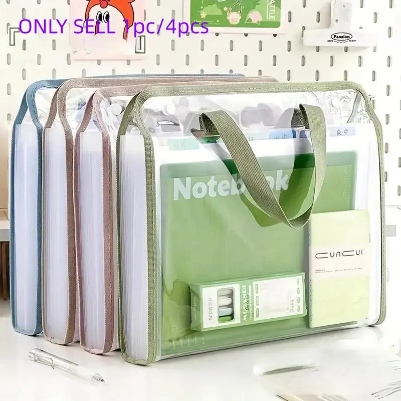 Large Capacity A4 Vertical File Organizer, 1pc Multi-pocket Expanding Document Holder, Waterproof Durable Plastic File Folder for Students & Workers