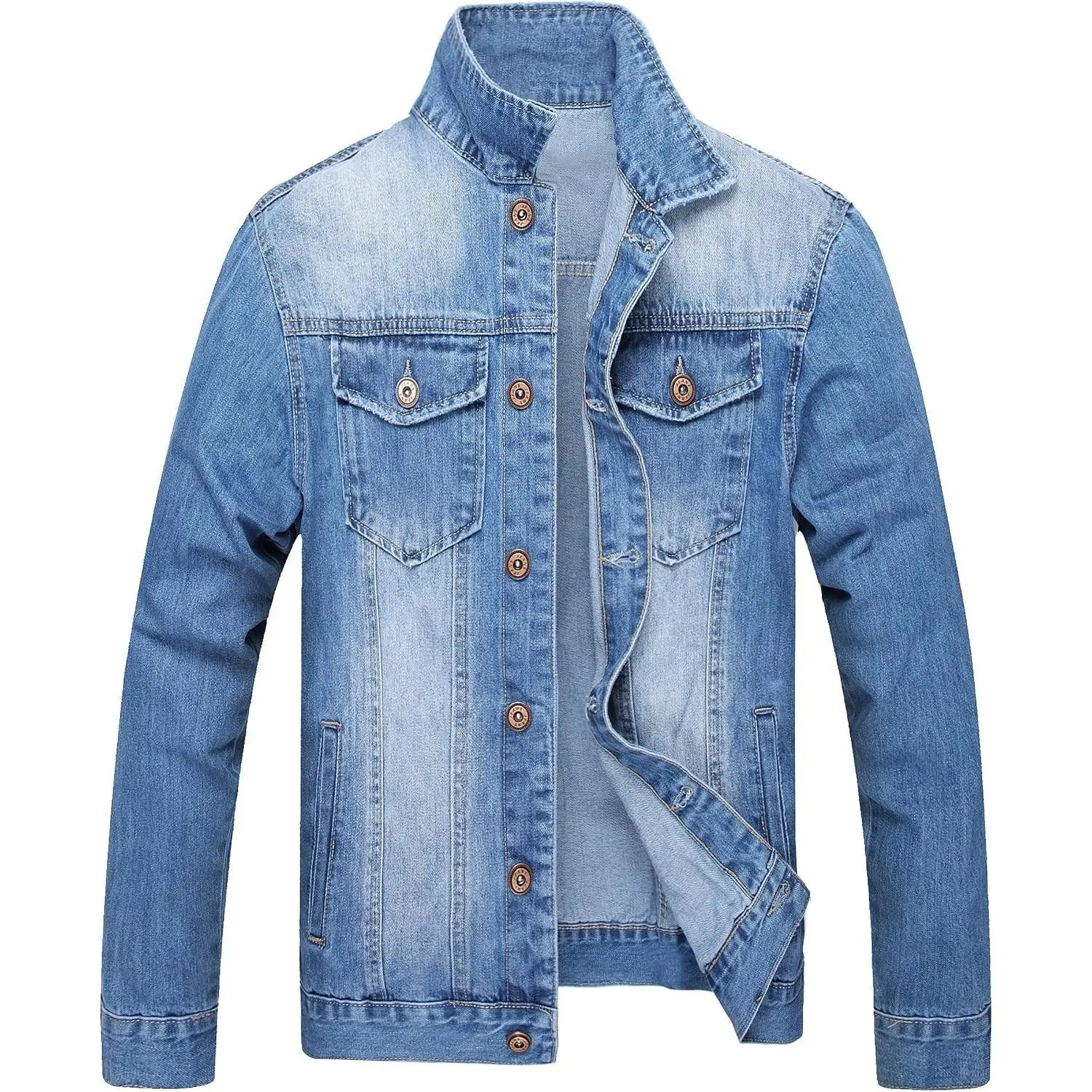Men's Denim Jackets Distressed Destroyed Classic Vintage Slim Fit Ripped Fashion Trendy Trucker Jean Jackets