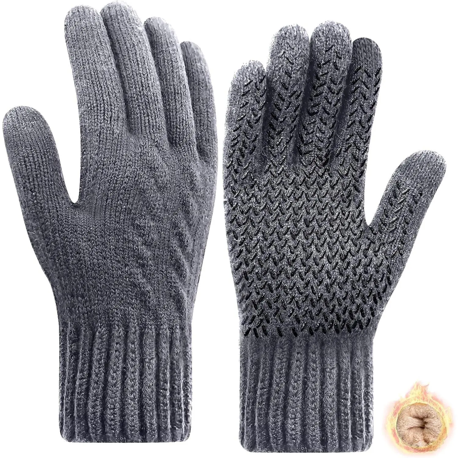 Winter Gloves for Men Women Cold Weather Thermal  Warm Fleece Touchscreen Driving Running Hiking Knit Gloves