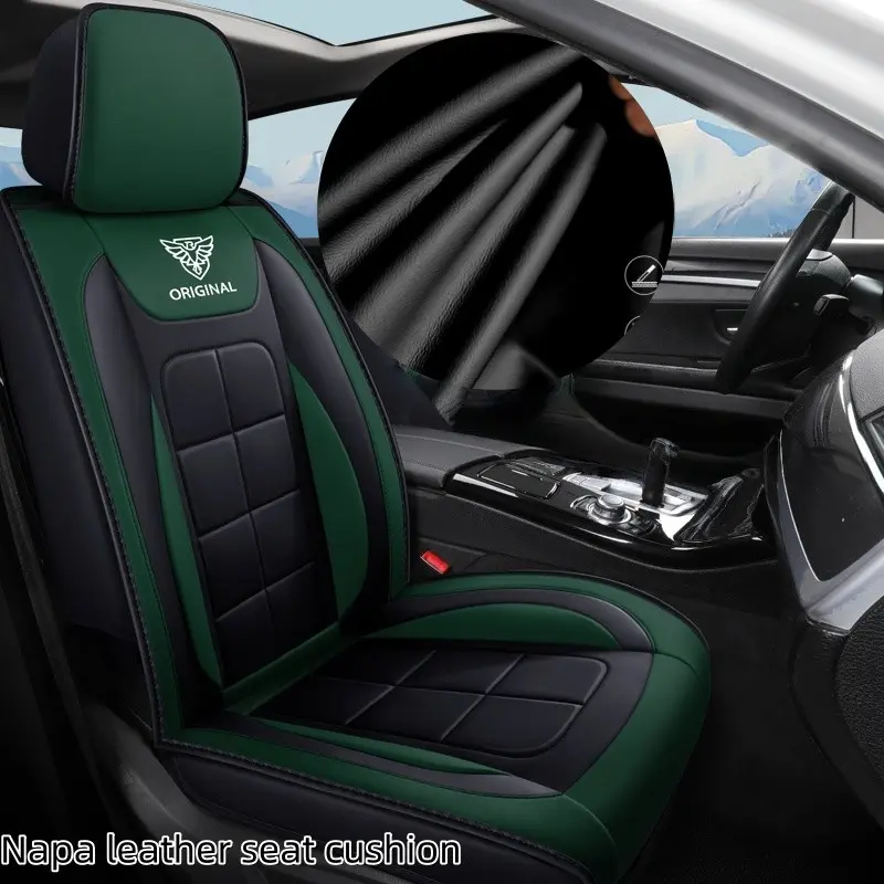 Full Leather Car Seat Cushion, High-Quality Napa Leather Seat Protector, Anti-Slip Durable All-Season Seat Pad, Universal Fit