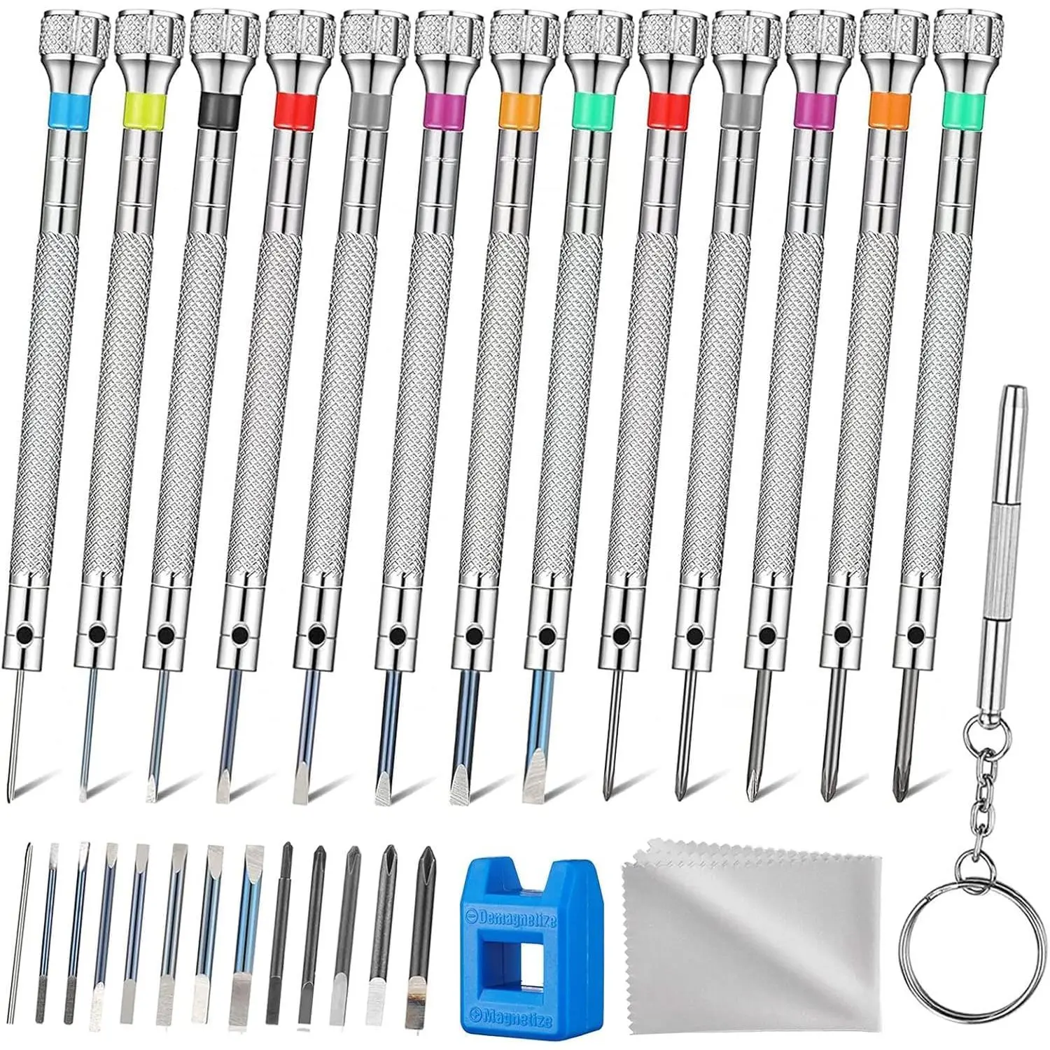 13PCS Watch Screwdriver Set, Repair Kit, with 13PCS 0.6-2.0MM Replace Blades, for Eyeglass Sunglass Watchmaker Jewelry Computer Phone Small