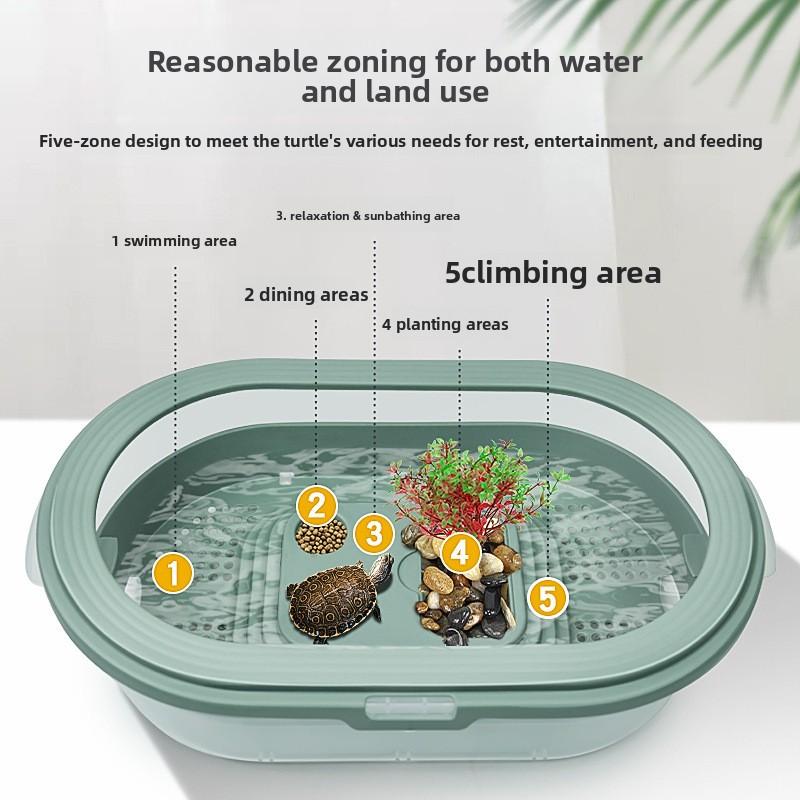 Turtle Tank for Home Use with Basking Platform Breeding Tank Ecological Tank Villa Plastic Turtle Basin Small Fish Tank