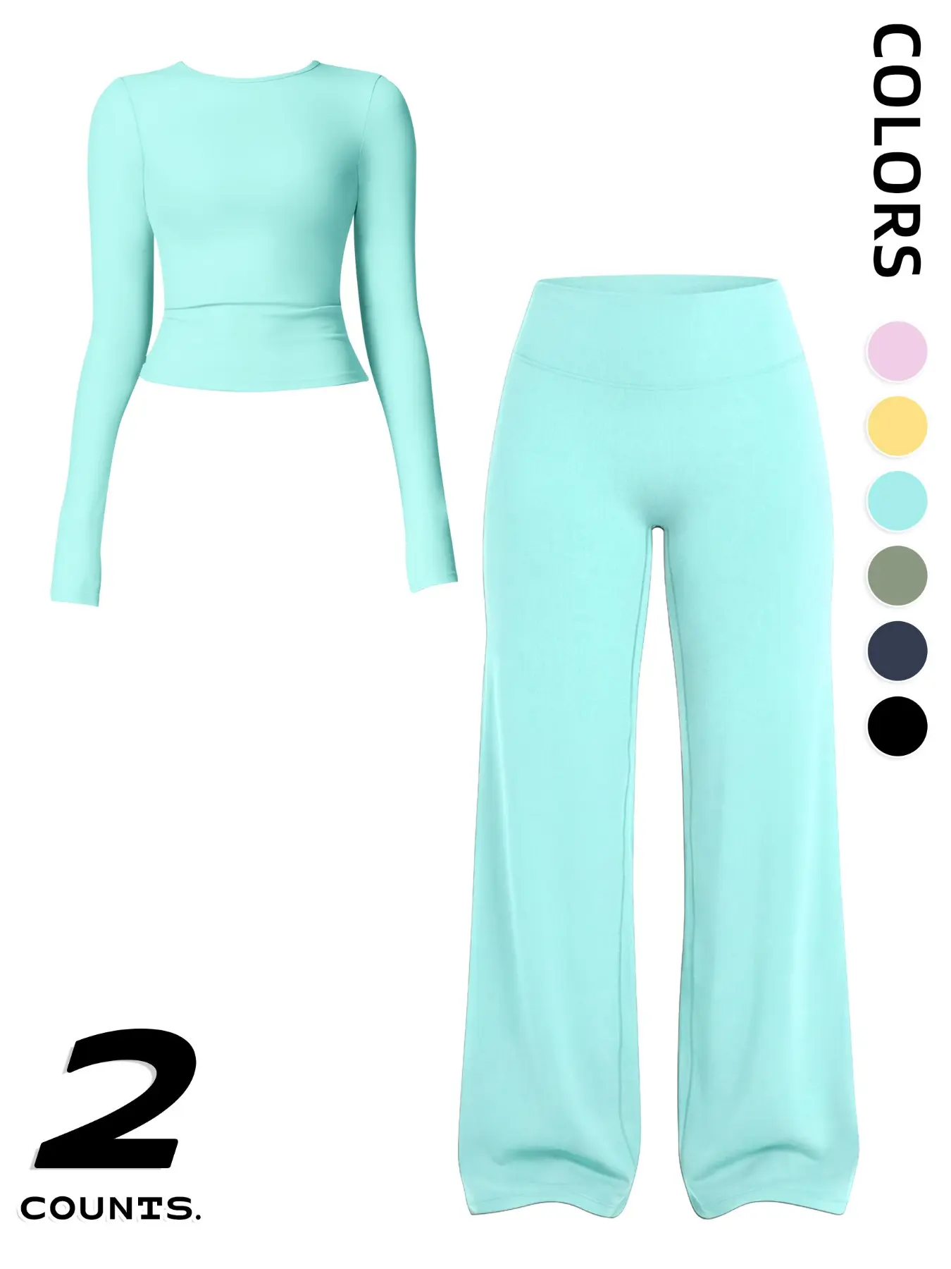 Women's Long Sleeve + Pants Sport Set, Breathable Sweat-Wicking, Ideal for Daily Outing, Commute, Yoga, Fitness, Multi-Scene Wear