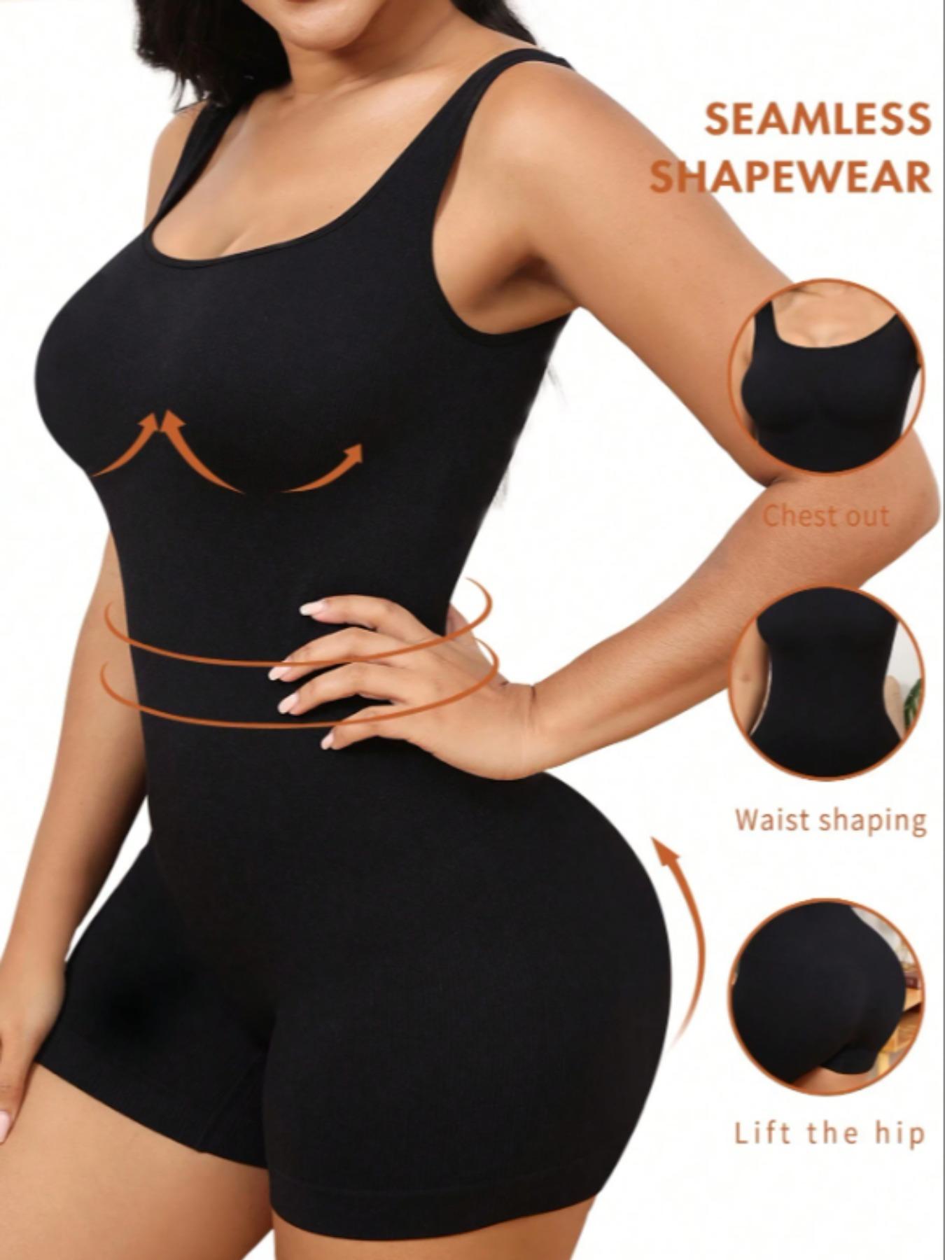 Women's Solid Backless Ribbed Tank Shapewear Romper, Casual Comfy Butt Lift Skinny Shapewear Bodysuit for Daily Wear, Body Shapewear, Shapewear Tummy Control Fajas Para Mujer, Summer Clothes Women, Womenswear