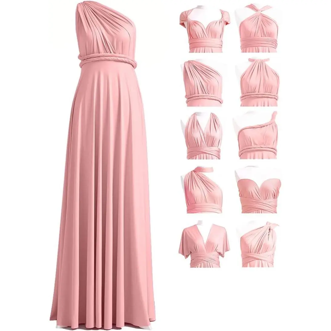 Maxi Infinity Dress for Bridesmaids, Convertible Multi-Way Wrap | Free Bandeau, 31 Colors for Every Wedding Theme, One Size & Plus, 1 Dress Endless Styles for Formal Events, Prom & Galas