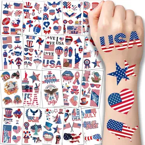 20 Sheets 4th of July Temporary Tattoos for Women – Independence Day Waterproof Body Art Stickers