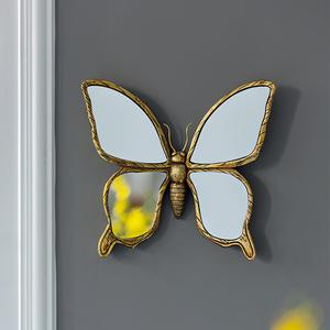 butterfly design wall mounted mirror, 1 count vintage resin butterfly wall hanging decor, creative wall decor for home living room bedroom