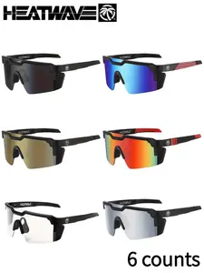 6 Counts Heatwave Large Frame Wrap Around Sunglasses, Polarized Uv400, Outdoor Cycling Running Moto Glasses, Trendy Street Sports Shades