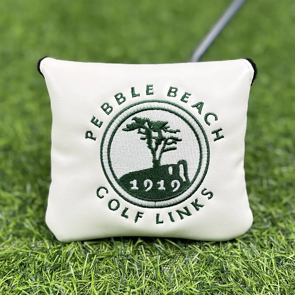 Embroidery Mallet Golf Putter Headcover, Premium Thick Waterproof PU, Magnetic Closure, Anti-Collision, Unisex Vintage Golf Accessory, Golf Gift Accessory