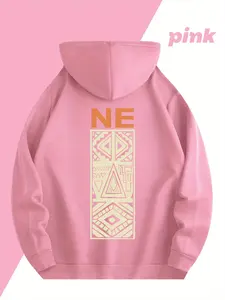 Unisex Tribal Geometric Hoodie, African Ethnic Street Style Loose Drawstring Pullover, Men's & Women's Fashion Sweatshirt