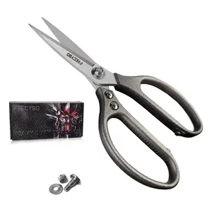 Heavy Duty Scissors 8.5 Inch, All Purpose Leather Scissors, Reinforced Stainless Steel Blades with Metal Handles, Easy Cutting Cardboard, Fabric, Carpet, Leather