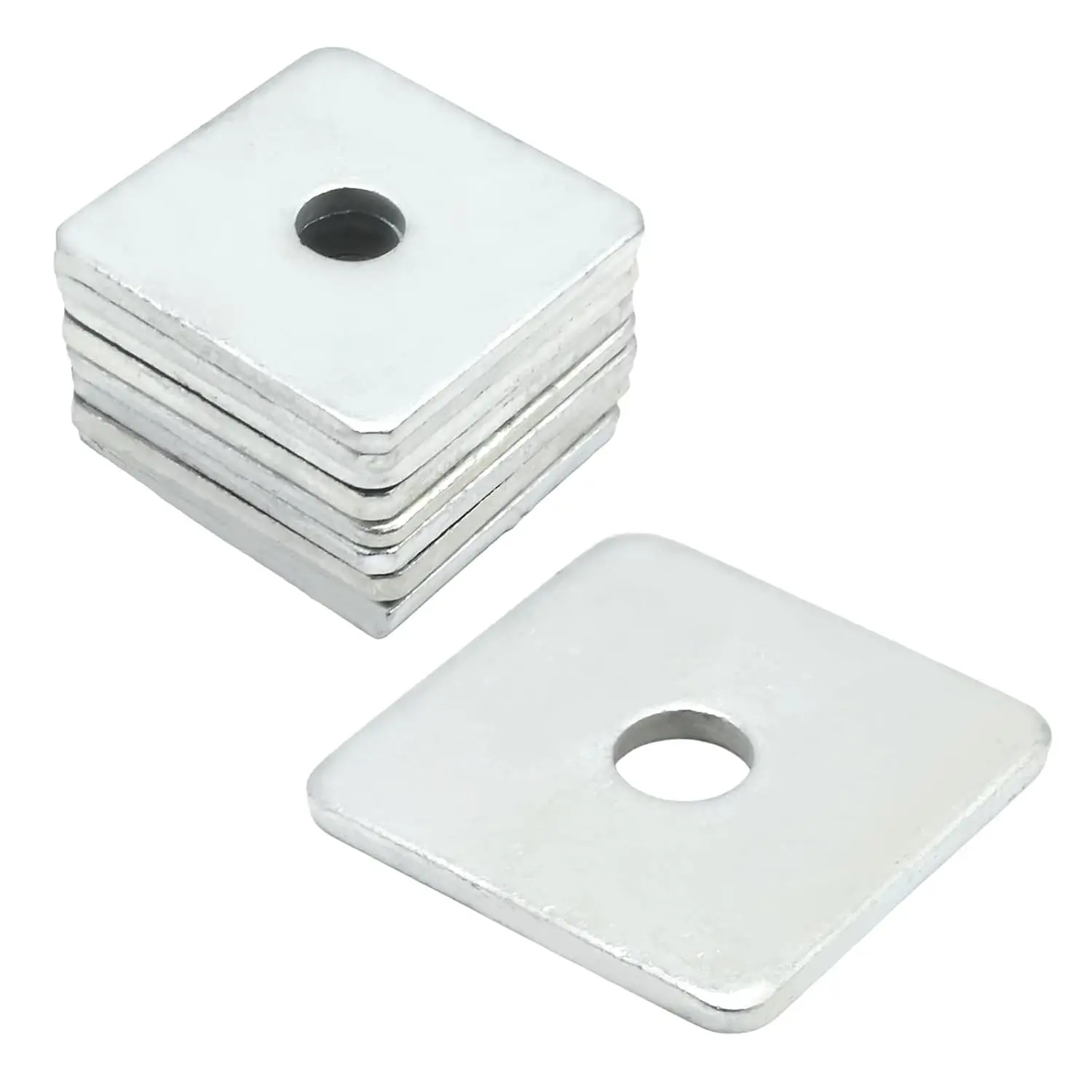50 Packs Square Washer Plates, Heavy Duty Galvanized Fastener Hardware, 1/2(ID) X 2 X 2 (Square OD) X 3/16(THK) Inch, Anti-Loosening for Mechanical Equipment
