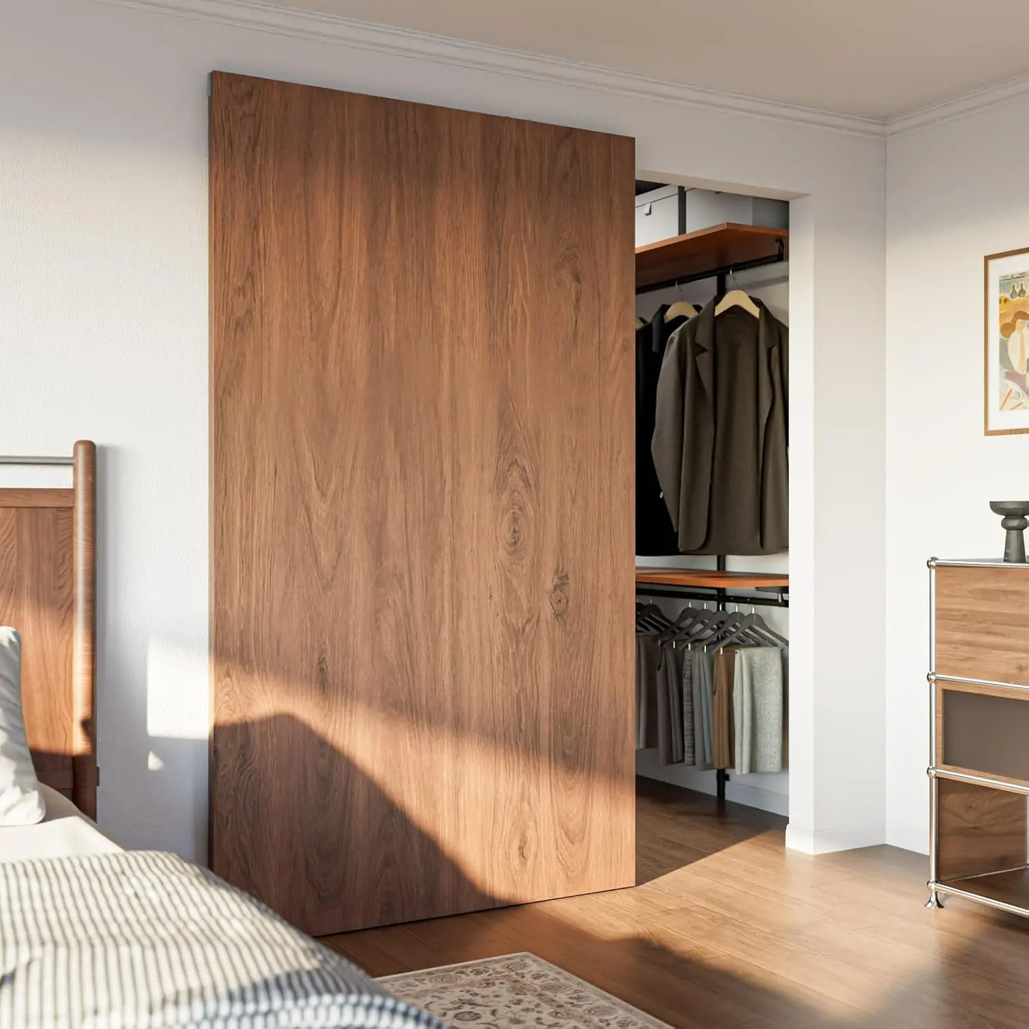 32" Concealed Sliding Barn Door Hardware Kit with Soft Close Mechanism,  Wall Mount System,Fit Openning Width 25",No Floor Track,Supports Up to 176 lb(NO Door)