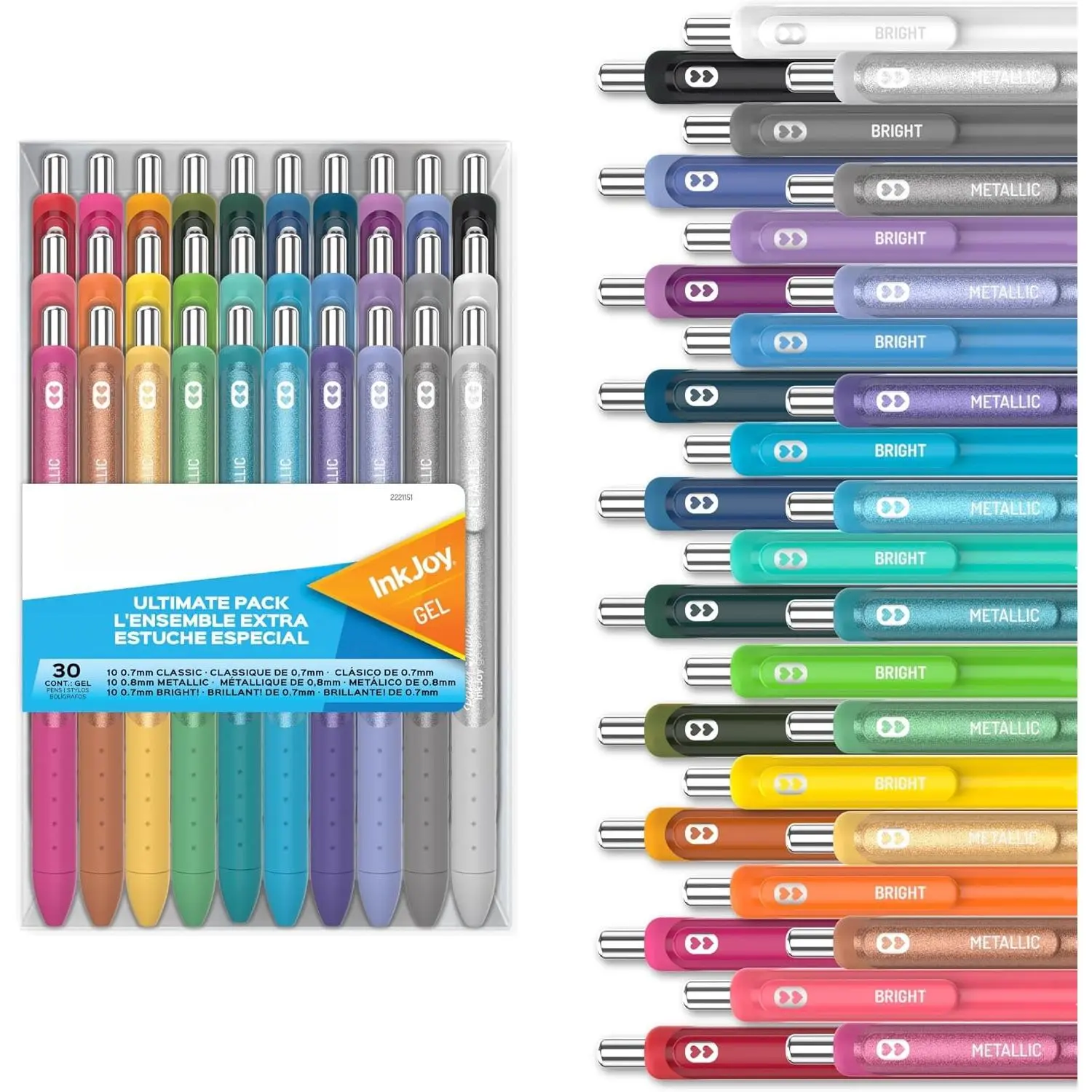 InkJoy Gel Pens Ulti Pack, Retractable, Featuring Classic, Bright!, and Metallic Inks,  Colors, 30 Count - Writing, Note-Taking, Teacher Supplies,  to School