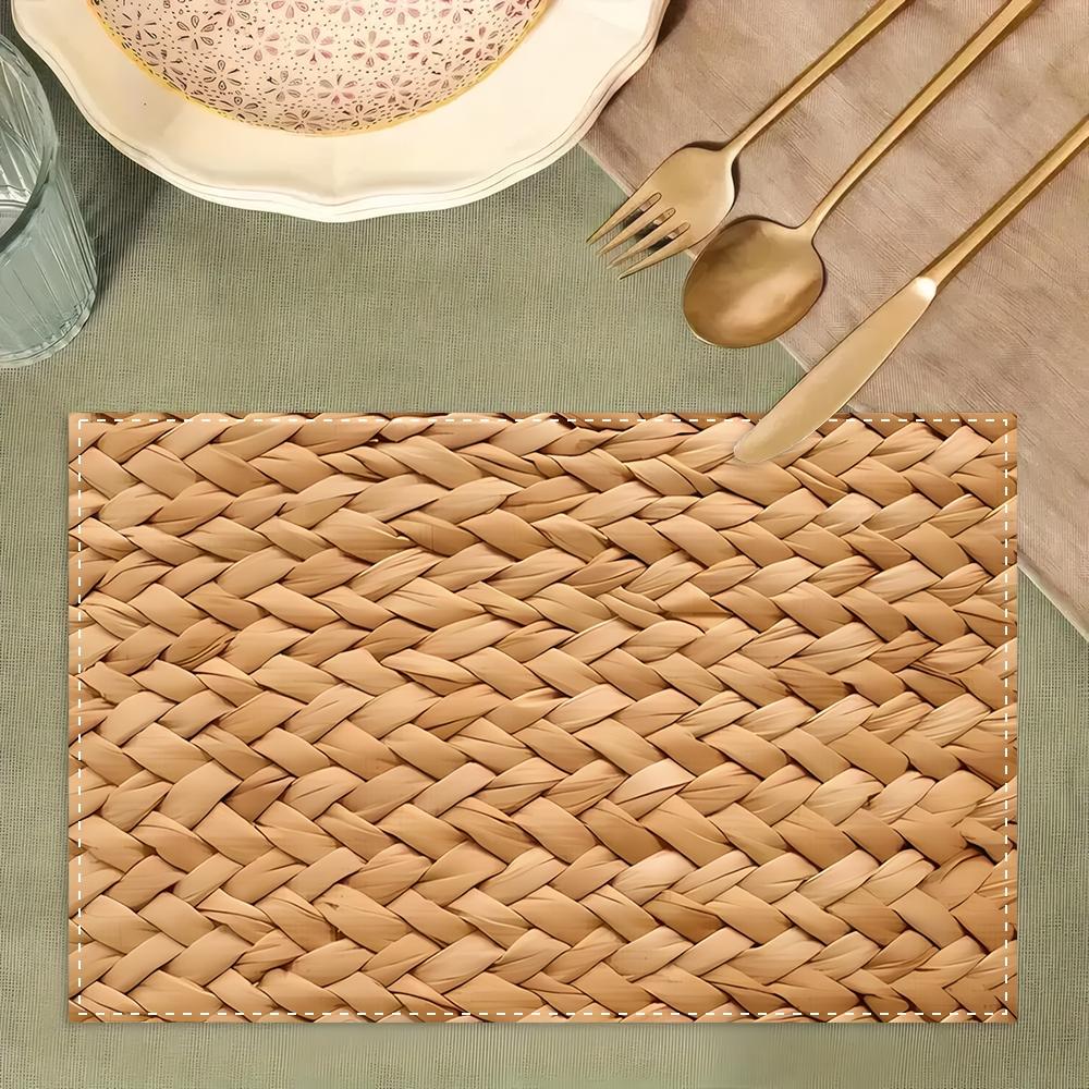 4/6pcs Fall Harvest Placemat Festive Woven Placemats for Home Decor, Kitchen Dining Table, Family Party; Perfect Gift for Celebrations Seasonal Gatherings, Rustic Charm for Thanksgiving, Christmas, Easter More! 32x42cm/12.6x16.5inch