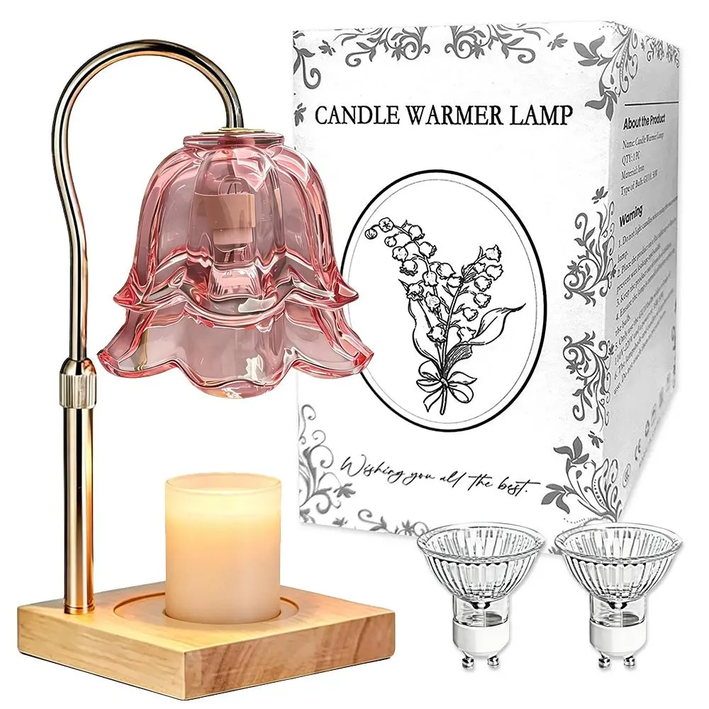 Candle Fragrance Melter Light, Convallaria Decor Lamp, Adjustable Height Timing Control, Comes with 2 Bulbs Provided, Flameless Safe Scent Light for Indoor Bathroom Decor