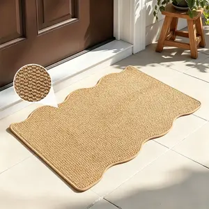 Double-Sided Wave Edge Mimic Sisal Door Mat, Outdoor Courtyard Mud Scraper Dustproof Non-Slip Solid Color Entryway Foot Pad