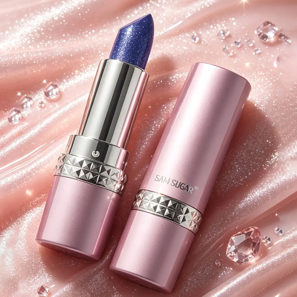 Sam Sugar Blue Fairy Lipstick, Waterproof Long-Lasting Color, Moisturizing Glossy Finish, Easy Application, Perfect for Daily Use