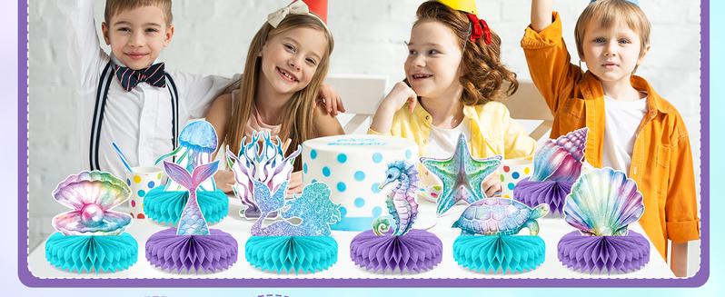 12Pcs Mermaid Party Supplies Mermaid Birthday Honeycomb Centerpieces for Under The Sea Party Decorations Ocean Mermaid Theme Table Honeycomb for Ocean Mermaid Theme Birthday Baby Shower Party Favors