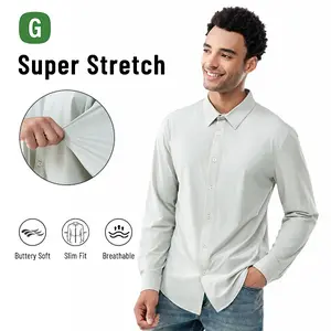 Genuwii Men's Super Stretch Button Down Shirt - Silky Soft Wrinkle-Free Work Shirt | Slim Fit Comfort Styling for All Body Types