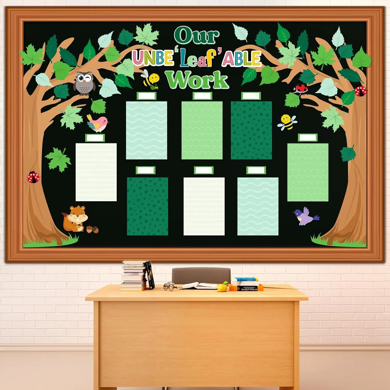 77 Pcs Students Work Bulletin Boards Classroom Decorations Our Unbe'leaf'able Work Bulletin Board Set Greenery Trees Leaves Cutouts for Elementary Middle School Classroom Office Supplies