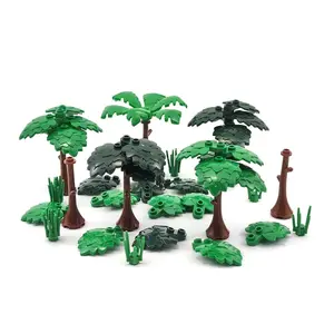 MOC City Trees Building Blocks Tree Coconut tree Flower Grass plant trunk Large leaf Farm Street Scene Garden View Assembly Toy