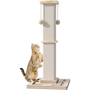 Large Cat Scratching Post, 32 Inch Tall Heavy Duty Scratching Post with Tracking Interactive Toys for Indoor