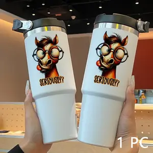 30oz Stainless Steel Insulated Tumbler, Funny Glasses Donkey Design, with Straw, Large Capacity, Portable, Cold & Hot Use, Perfect Gift