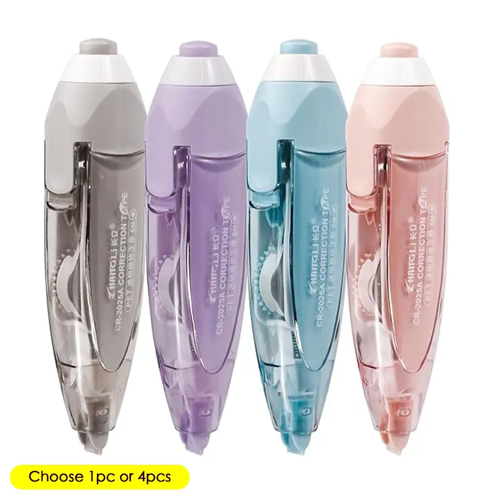 1/4 Pack Press-Button Refillable Correcting Pen, Convenient Pen Design, Ideal for Writing Corrections, Office Supplies, Writing Tools