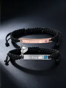 Adjustable Magnetic Couple Bracelet Set, Heart Rate Tracker, Fashion Jewelry, Perfect Gift for Valentine's Day, Christmas, Birthday