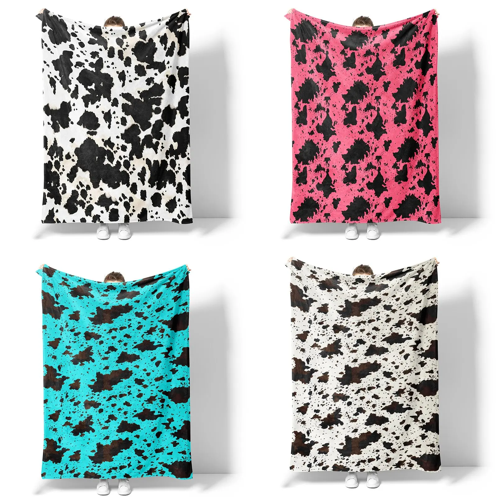 Soft Cow Print Blanket, Ultra Cozy Cow Throw Blanket for Couch Bed and Travel, Cow Decor Throw Blankets for All Seasons, Gift Blanket