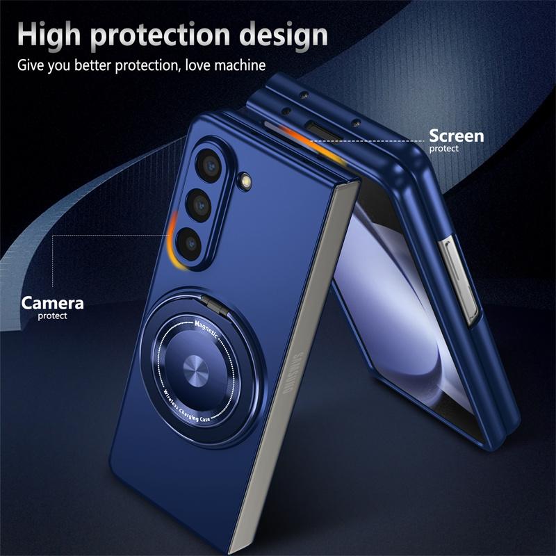 [LX]360. °     Magnetic Ring Kickstand Phone Case For Samsung Galaxy Z Fold7 6 5 4 3 Fold6 Fold5 Fold4 Fold3 5G Hard Shell Protection Cover