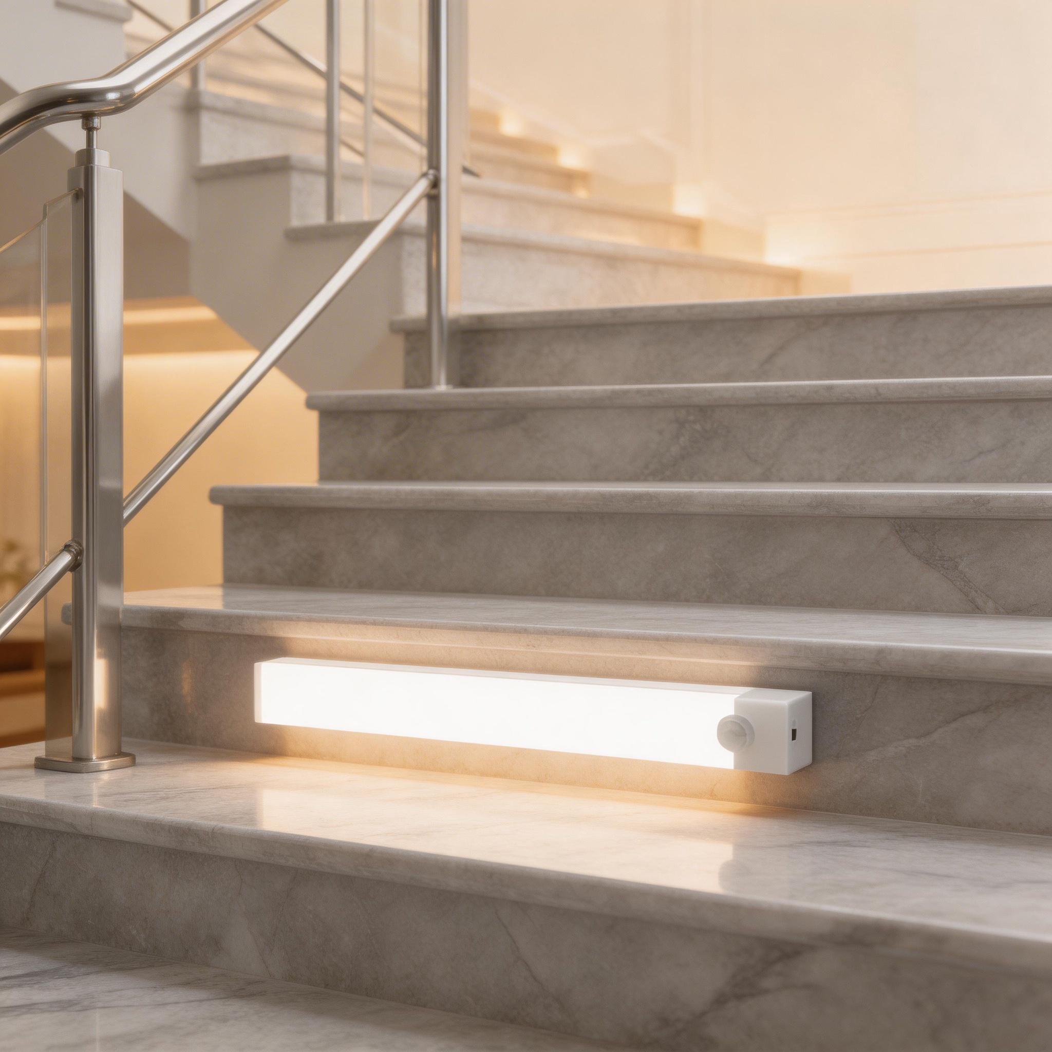 6 - Pack Motion Sensor LED Stair Lights Indoor, USB Rechargeable Magnetic Stick On Night Lights, Wireless Under Cabinet Lighting for Kitchen, Closet, Hallway, Bedroom