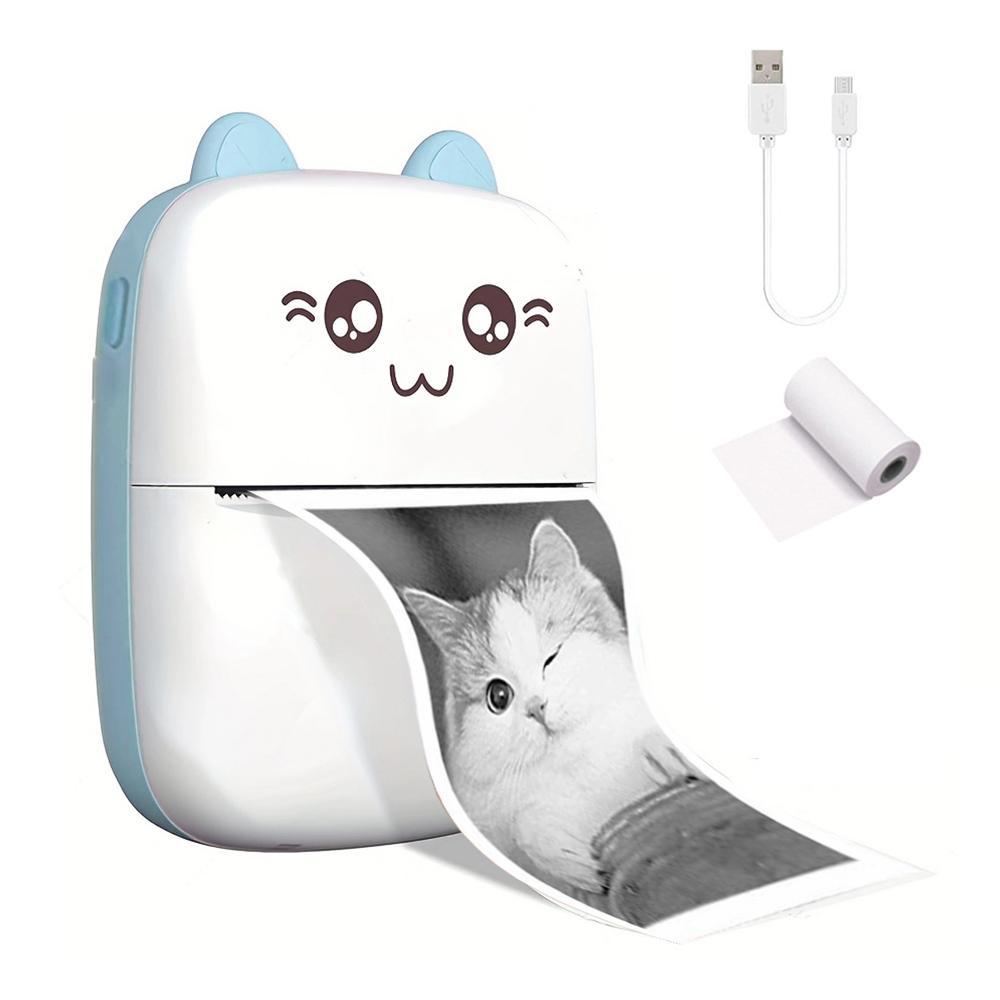 Portable Mini Thermal Printer, 1 Piece Rechargeable Wireless Photo Printer with 1 Roll Paper, Instant Photo Printer, Pocket Inkless Thermal Printer for Home Office School, Office Stationery & Supplies