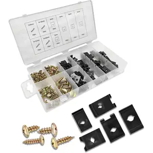 A Man's Tools 170PCS Automotive Screws and Clips Assortment Kit, Car U-Clip and Screw Assortment Kit, 9 Different Sizes Automotive U Nut and Screw Clip Replacement Parts for Dash Door Panel Interior