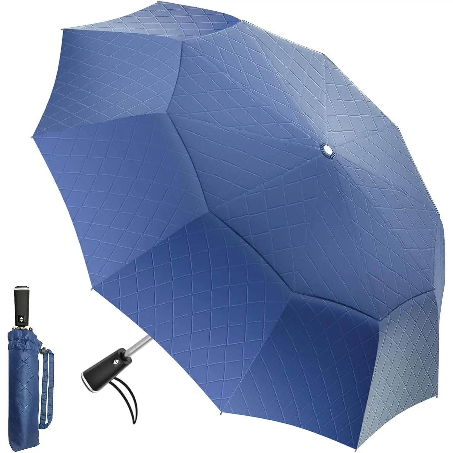 46/54/62 Inch Large Golf Umbrella, Windproof 10 Ribs Automatic Open/Close Oversize Double Canopy Vented Portable Folding Travel Umbrellas, UPF 50+ Sun & Rain Compact Umbrellas for Outdoor